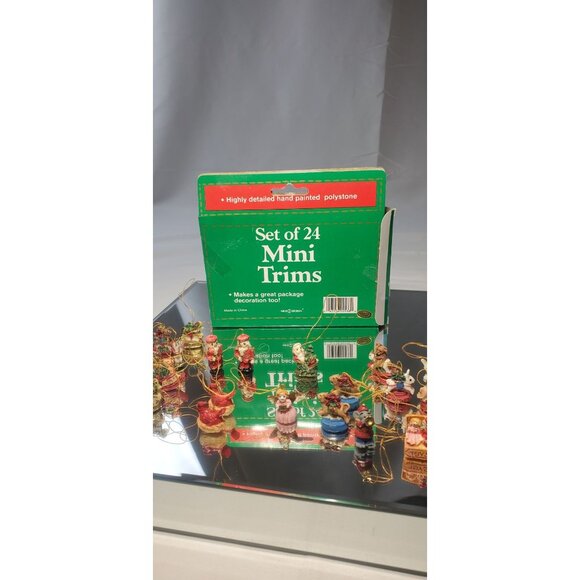 Vintage Mini Trims Hand Painted Christmas Ornaments - SET OF 24 - Picture 15 of 15